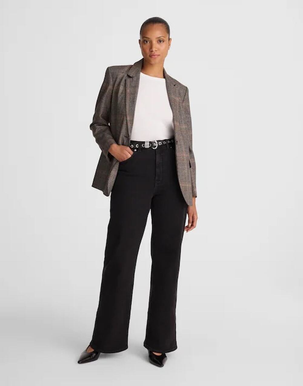 Madewell The Curvy Wide-Leg Jean in Super Stretch Denim black frost US 28 NWT